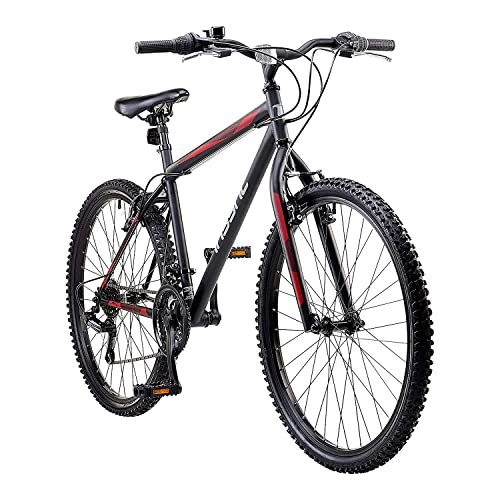 Insync Chimera SLR Men's Mountain Bike With 26-Inch Wheels & 20-Inch Steel Frame, 18-Speed Shimano Gearing & Revoshift Shifters, Freewheel 6 Speed Index 14-28 T, V-Brake, Black Colour