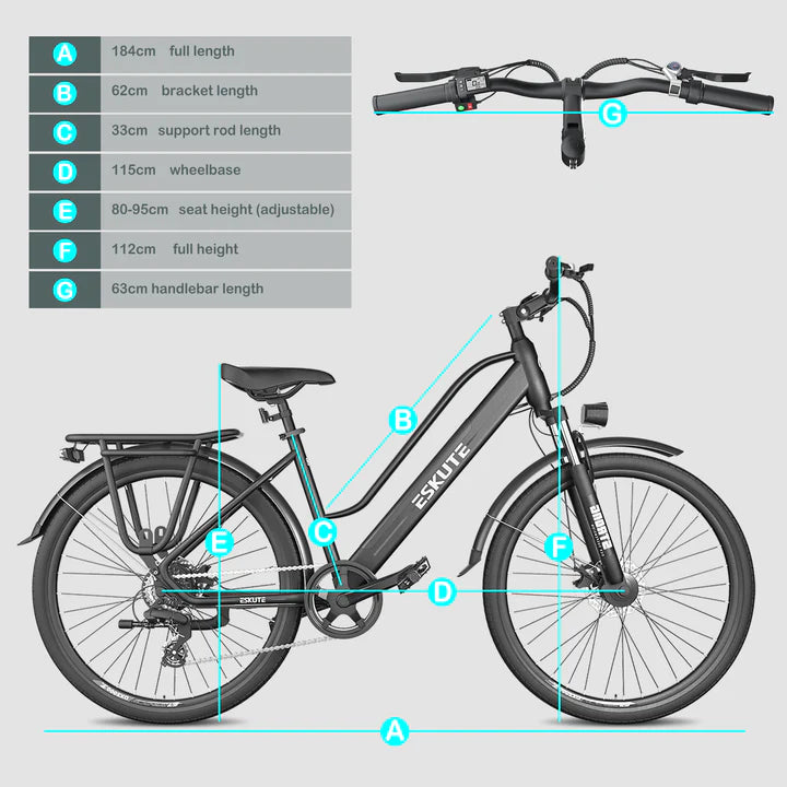 ESKUTE Wayfarer Electric City Bicycle - Pogo Cycles available in cycle to work