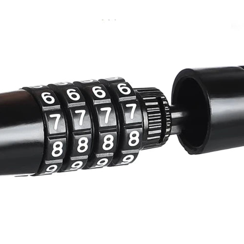 Portable Small Bike Lock 4 Digit Resettable Combination Coiling Cable Lock - Black - Pogo Cycles available in cycle to work